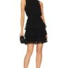 Sleeveless Mock Neck Ruffle Dress Rich Black