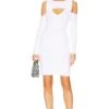 Visc Nylon Cold Shoulder Dress Bleach White