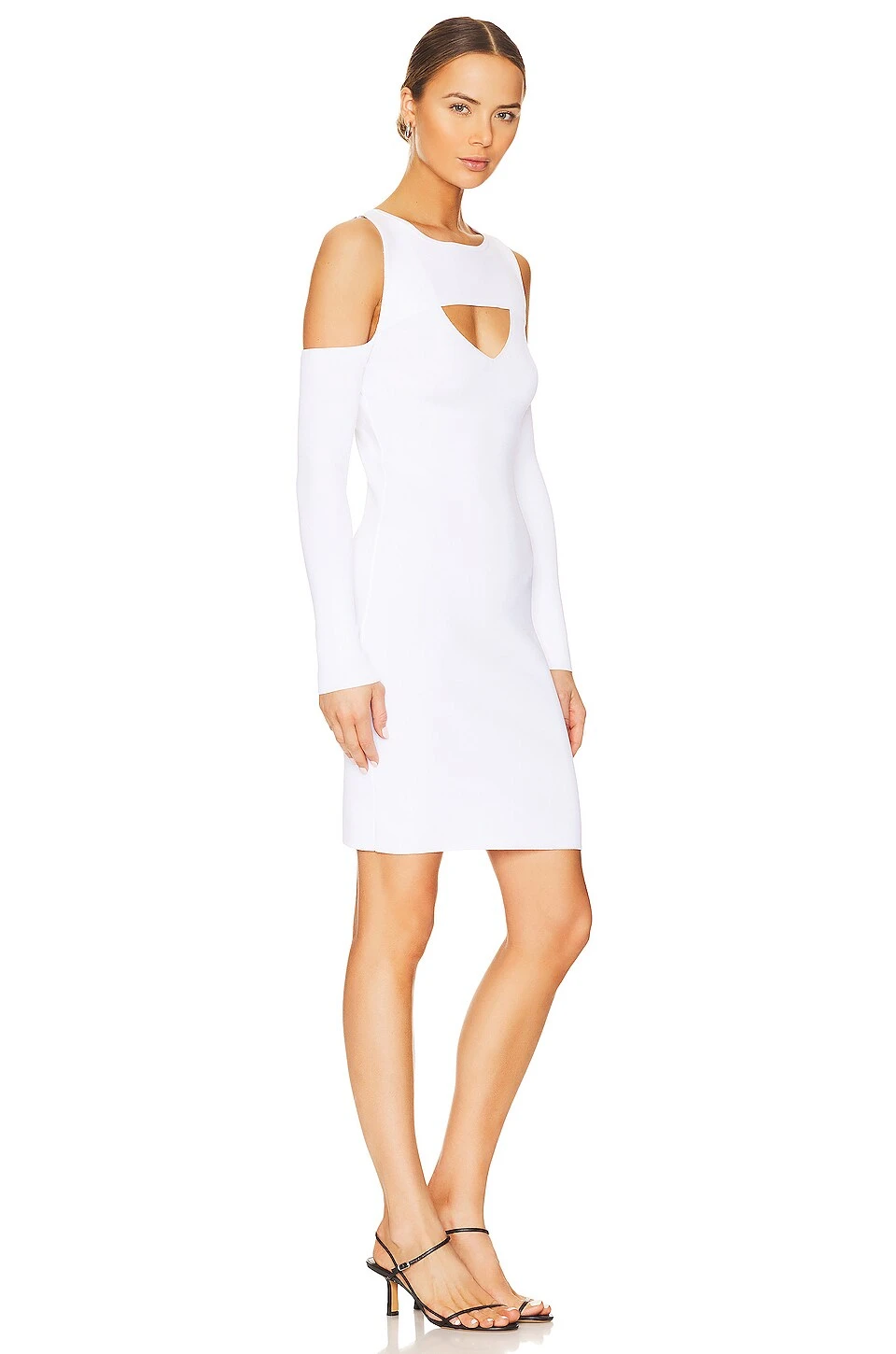 Visc Nylon Cold Shoulder Dress Bleach White - Image 2