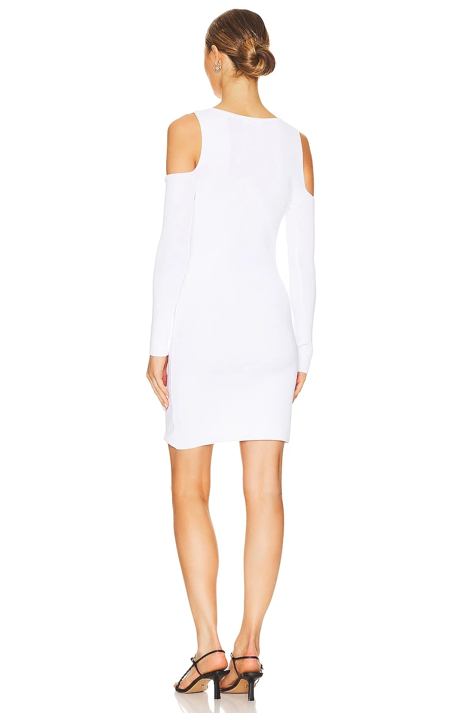 Visc Nylon Cold Shoulder Dress Bleach White - Image 3
