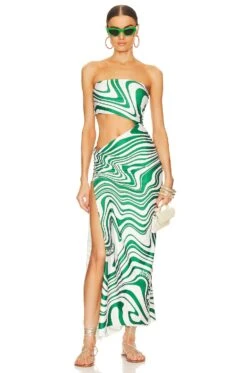 X REVOLVE Gwen Dress Green Swirl