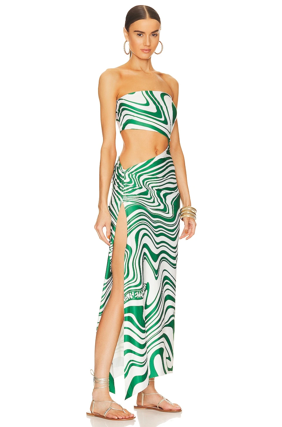 X REVOLVE Gwen Dress Green Swirl - Image 2