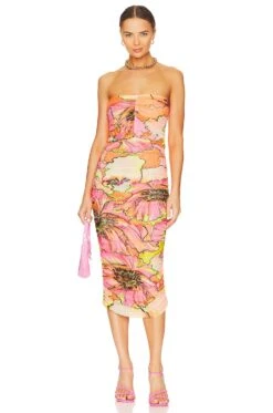 Nana Mesh Strapless Dress Praia Multicolor