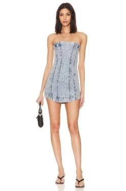AllSaints Charli Corset Dress Mid Indigo Blue