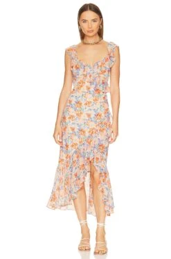 Mahalia Dress Blue & Orange Floral