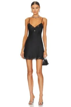ALEXANDER WANG Slip Dress With Lace Black
