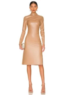 Bardot Harley Faux Leather Dress Tan