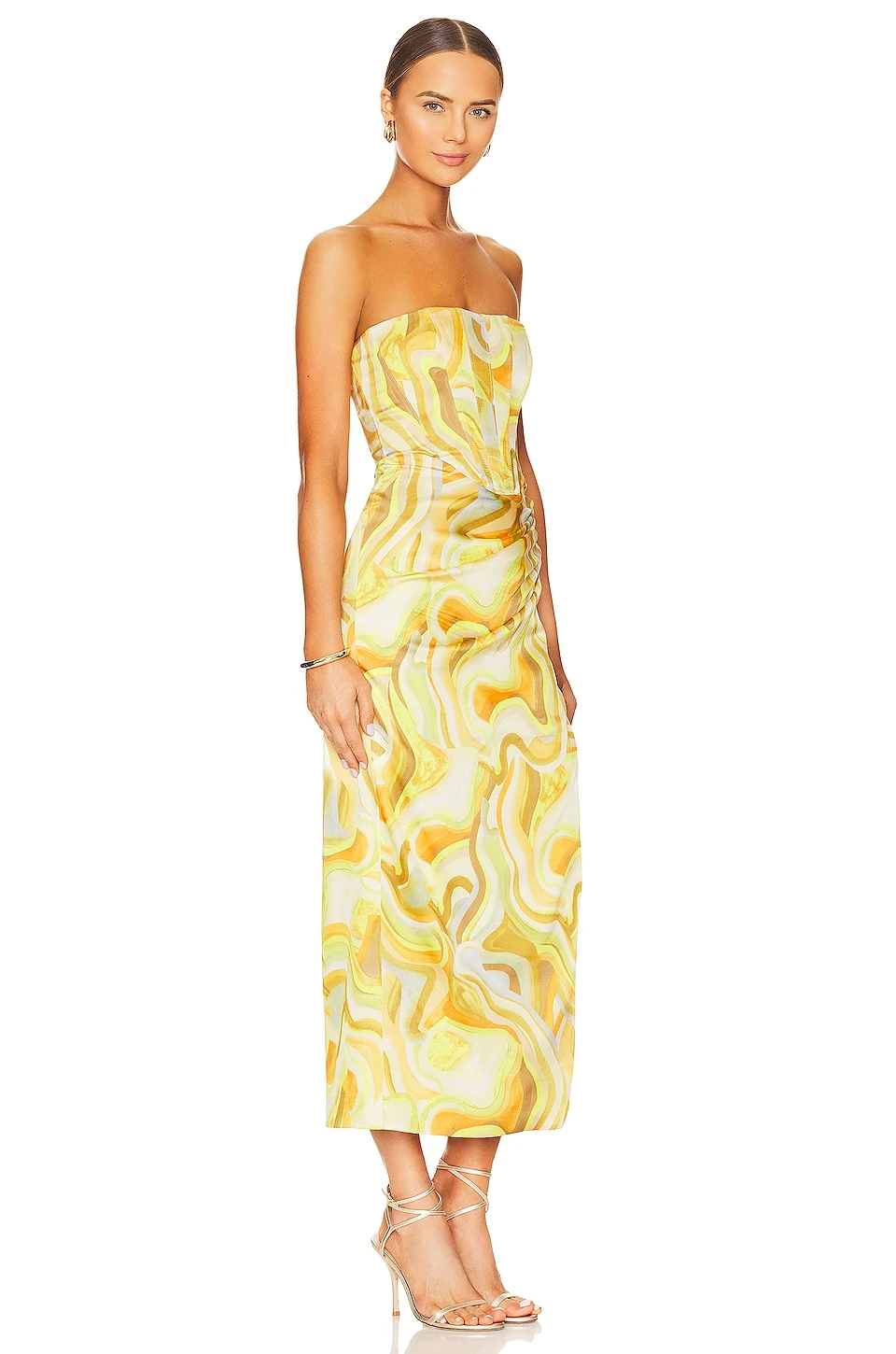 Bardot Tiani Midi Dress Yellow Swirl - Image 2