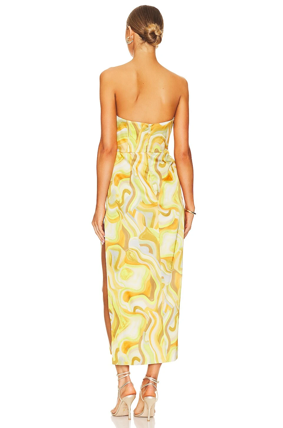 Bardot Tiani Midi Dress Yellow Swirl - Image 3