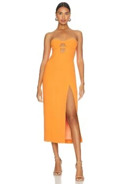 Bardot Brisa Midi Dress Orange Fizz