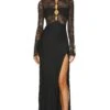 BEC + BRIDGE Nora Lace Long Sleeve Maxi Dress Black