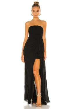 Cinq A Sept Solid Yuki Gown Black