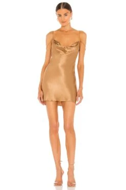 Camila Coelho Adora Mini Slip Dress Toffee
