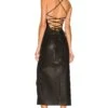 Camila Coelho Alexa Leather Midi Dress Black