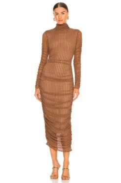 Camila Coelho Joelle Midi Dress Brown