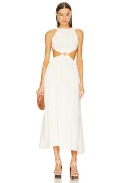 Cult Gaia Theia Dress Off White Str Linen