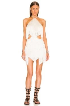 Bonham Fringe Mini Dress Ivory