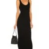 Silk Rib Ankle Length Tank Dress Black