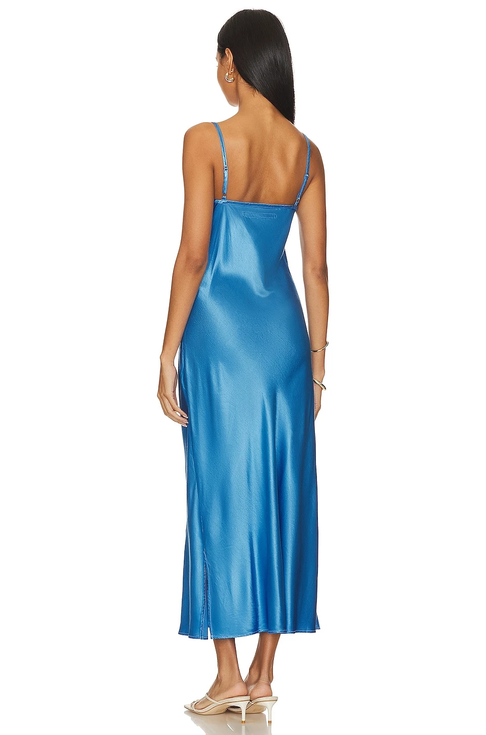 Bias Cut Slip Dress Pool Blue - Image 3