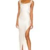 Fleur Du Mal Cowl Neck Dress With Pearl Tassels Ivory