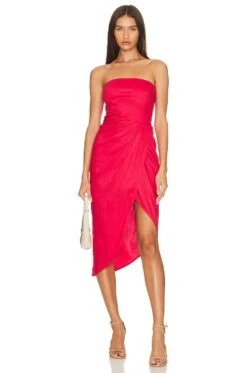 Lica Midi Linen Dress Scarlet