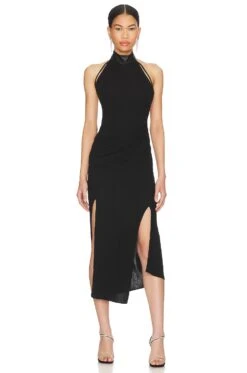 Helmut Lang Mock Neck Midi Dress Black