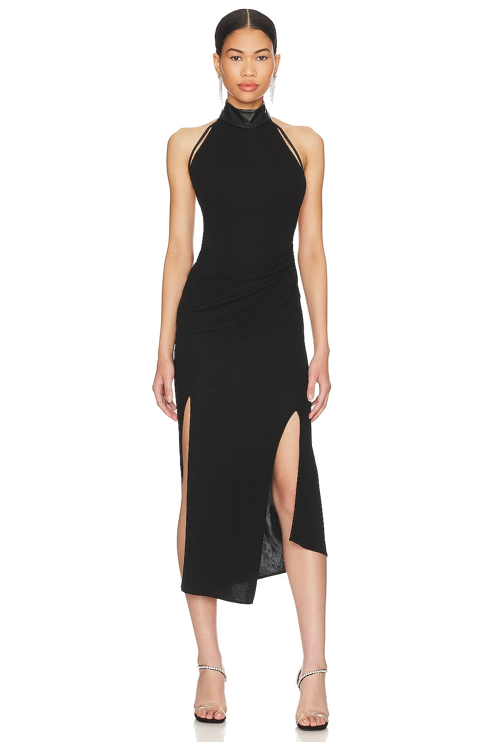 Helmut Lang Mock Neck Midi Dress Black