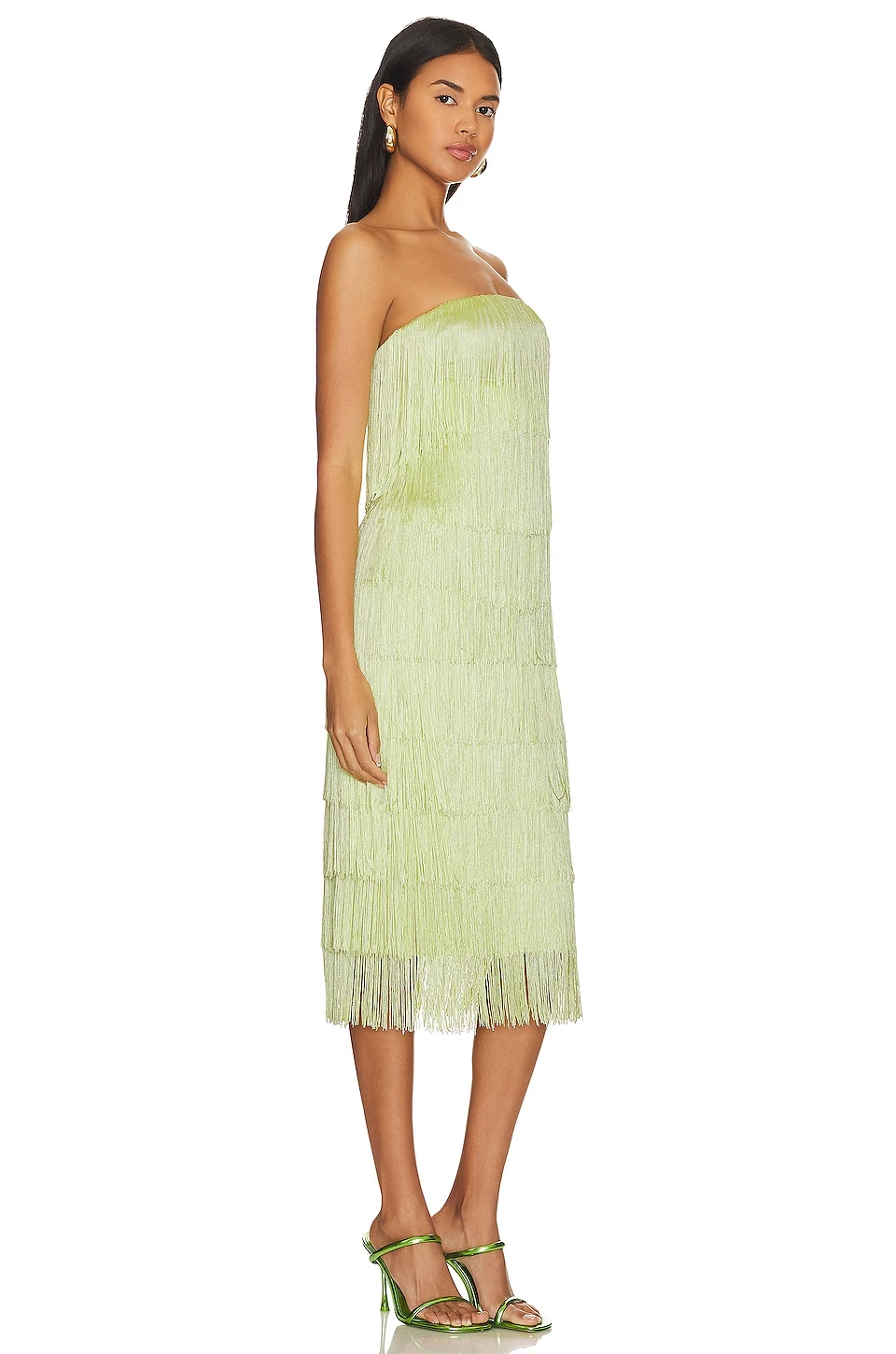 X Revolve Marquise Fringe Midi Dress Honeydew - Image 2