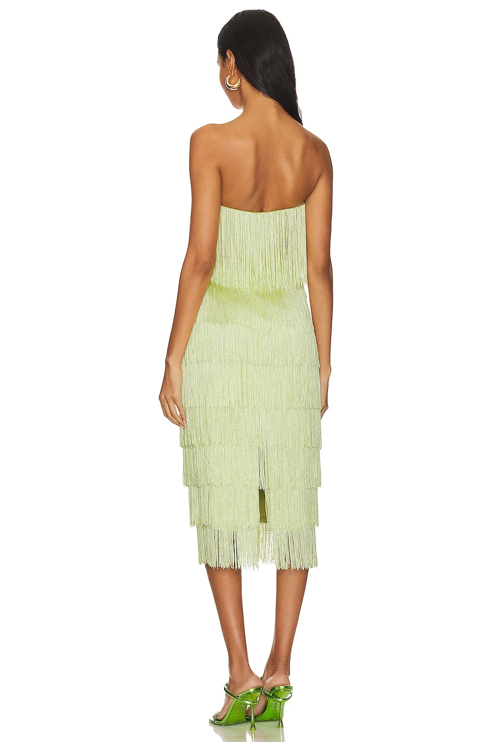 X Revolve Marquise Fringe Midi Dress Honeydew - Image 3