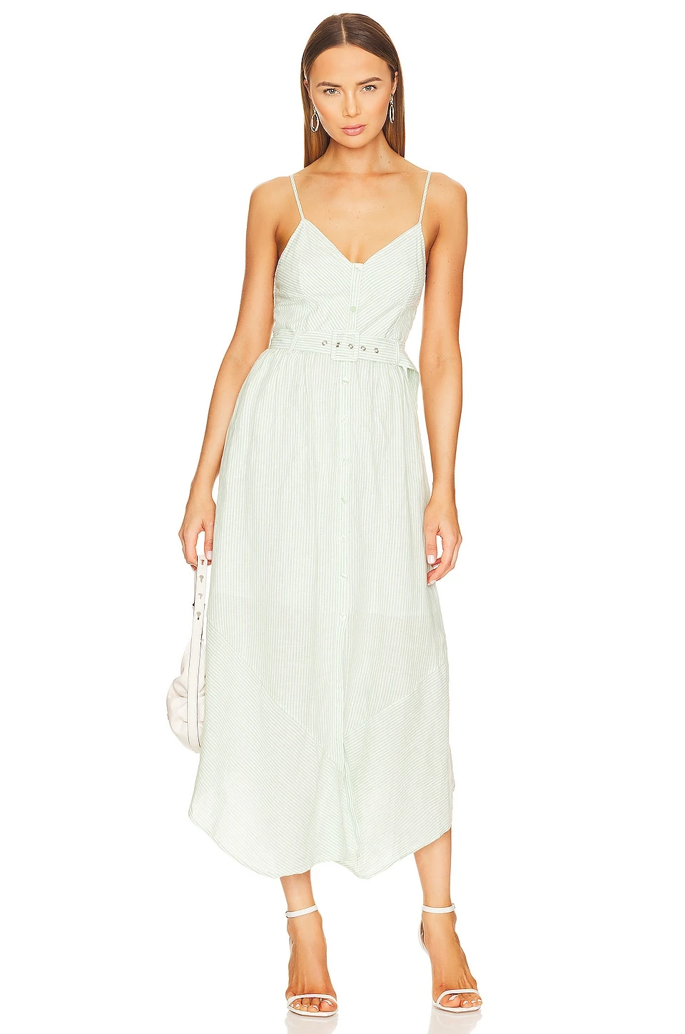 Leighton Belted Midi Dress Spring Green
