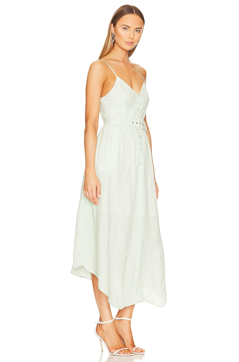 Leighton Belted Midi Dress Spring Green - Image 2