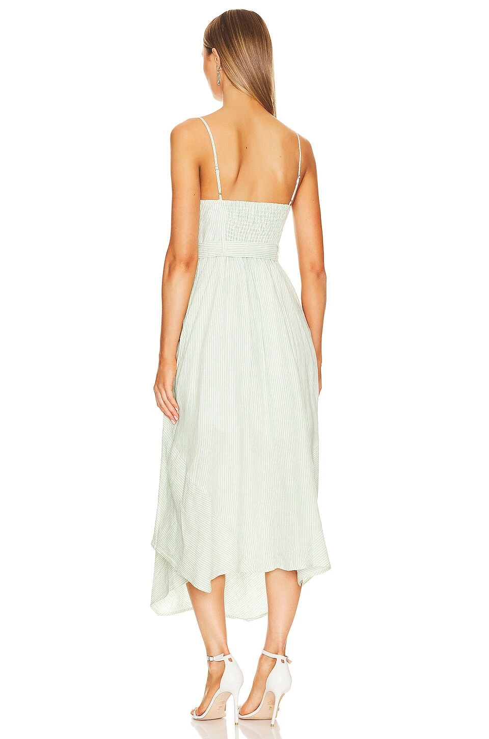 Leighton Belted Midi Dress Spring Green - Image 3