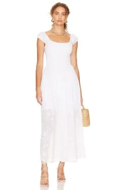 Valerie Smocked Midi Dress White