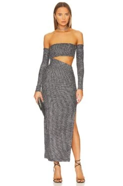Cutout Off Shoulder Maxi Dress Shimmer