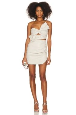 Karla Leather Mini Dress Bone