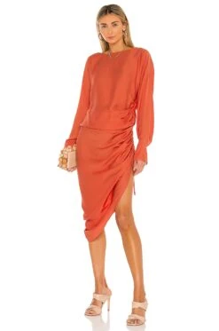 The Geni Midi Dress Terracotta Red