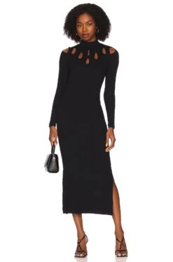 Aksel Rib Midi Dress Black