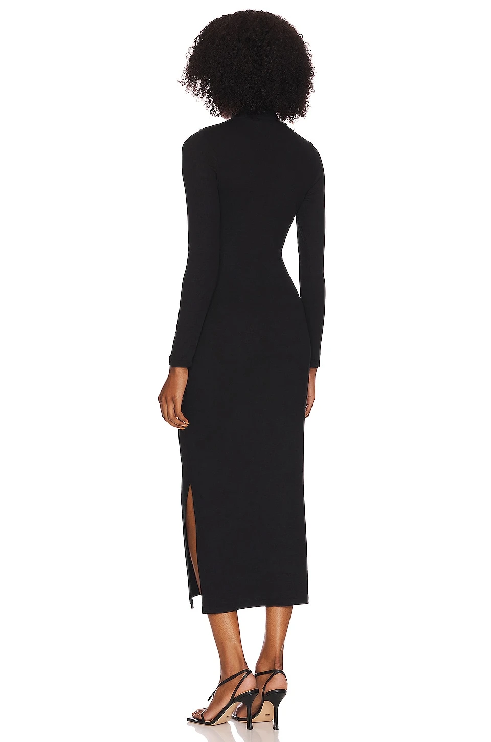 Aksel Rib Midi Dress Black - Image 3