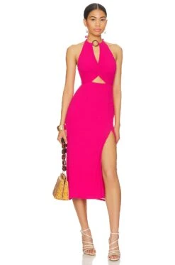 Myah Midi Dress Hot Pink
