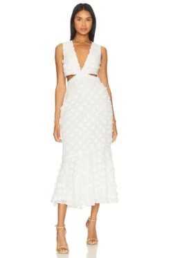 MILLY Orlla 3D Circle Dress White