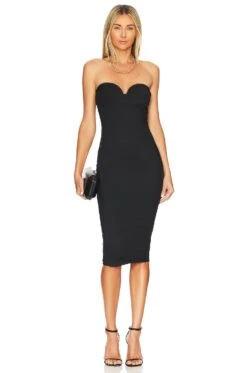Sophia Strapless Midi Dress Black