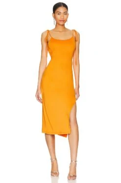 Mieko Cowl Back Dress Orange