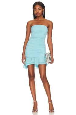 Ginevra Ruched Mini Dress Blue