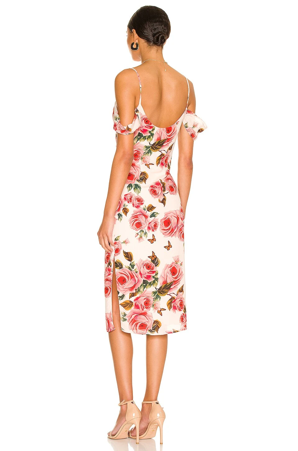 Tasha Drape Midi Dress Blush Floral - Image 3