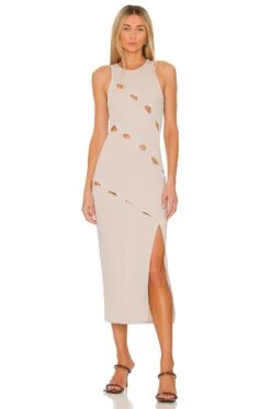 Aviana Midi Dress Stone Grey