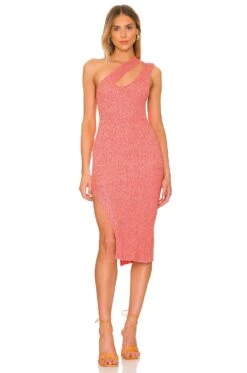 Maris Variegated Rib Midi Dress Marled Orange