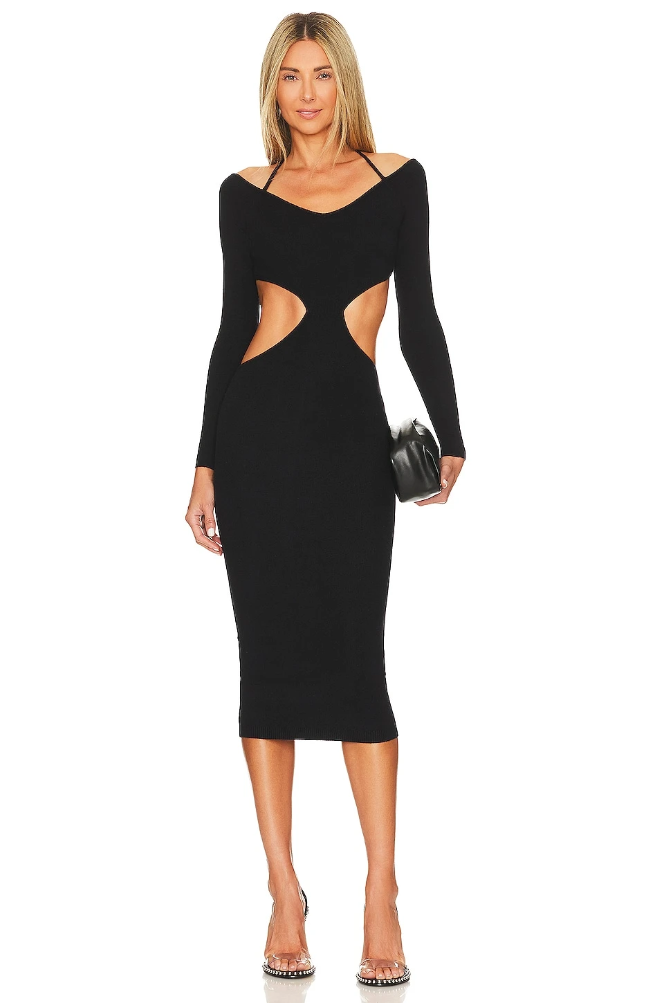 Yael Cut Out Halter Dress Black