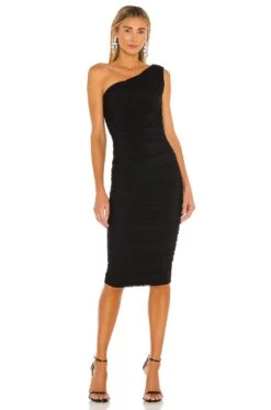 X REVOLVE Inspire One Shoulder Midi Dress Black
