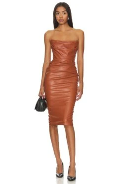 Leona Strapless Midi Tan