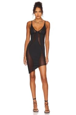 OW Collection Swirl Mini Dress Black Caviar